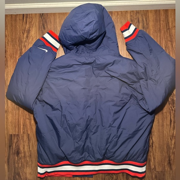 Men's Nike Navy Brooklyn Nets City Edition Courtside Hooded  Bomber Jacket - Picture 8 of 8